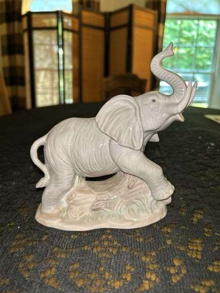 Gaylord Porcelain Trunk Up Elephant Figurine…..5-1/2” long x 6-1/2” tall image