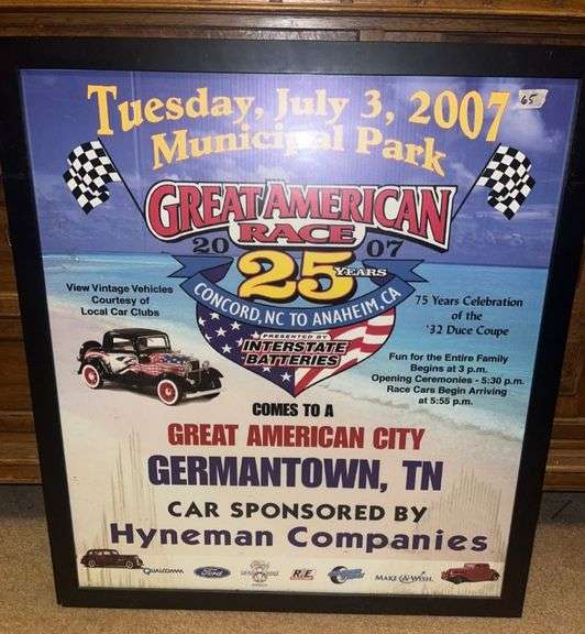2007 25th Great American Race framed poster