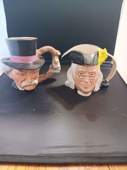 Staffordshire Toby Mugs, Mark Twain and Benjamin  Franklin image