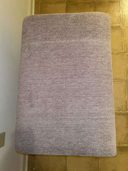 Metal base stool with beaded edge and tweed upholstery….24 x 16 x 19 tall