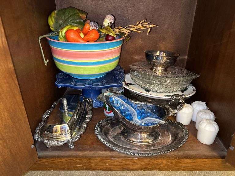 Contents of both side compartments of China cabinet AND bottom of buffet (see all pics) image
