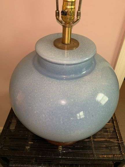 Blue urn-style ceramic base lamp (shade)……32” tall
