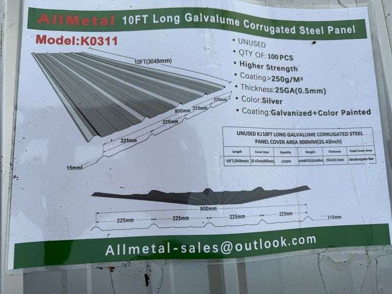Unused 2024 AllMetal 10 ft Galvalume Corrugated , K0311