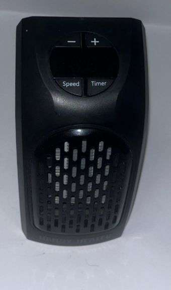 Personal Handy Heater. Plugs directly into the wall. Has speed and temperature setting.