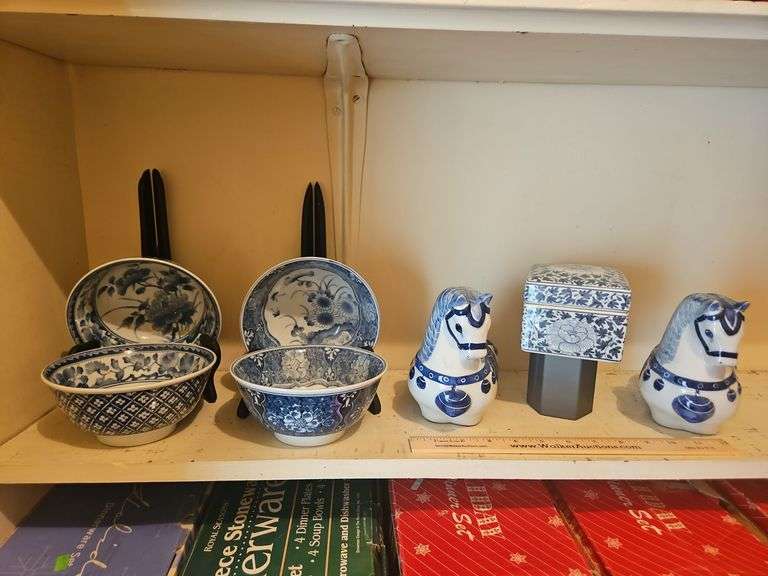Collection of blue and white porcelain STANDS NOT INCLUDED... image