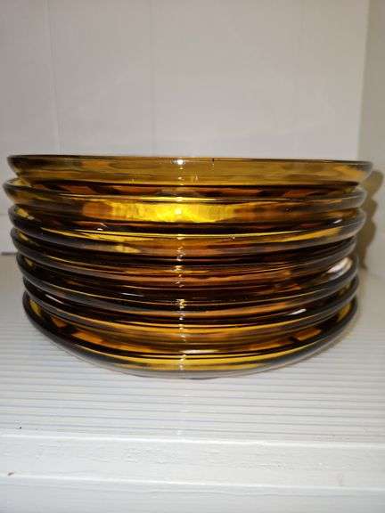 Set of 7 Vintage Whitehall Gold (Harvest Gold) by Colony 8.75" Luncheon Plates in excellent vintage condition... image
