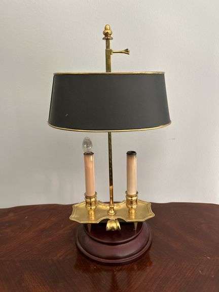 Small Hot Water Lamp in Brass on wooden stand…..18” tall image
