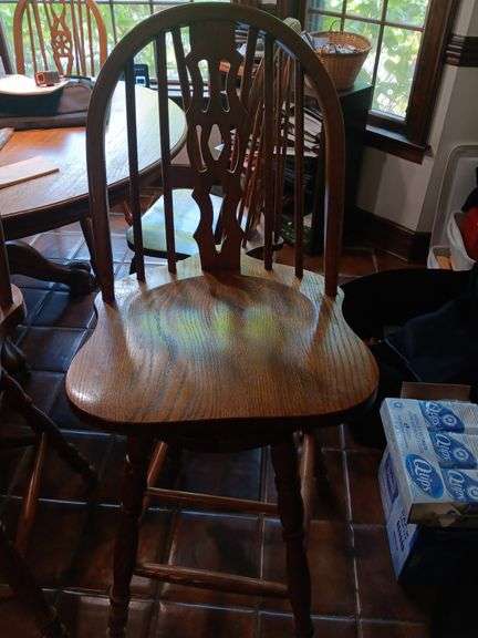2 oak swivel bar stools image