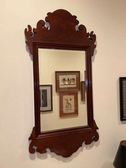 Vintage The Bombay Company Chippendale-style Mahogany Beveled Wall Mirror…..18-5/8 x 37-1/2 image