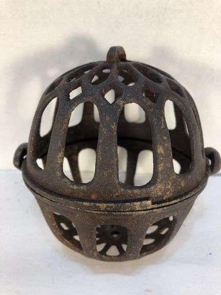 Rare antique cast iron string/twine dispenser from butcher or general store. 4.5” h x 4” w. image