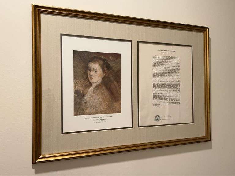 Study for the Portrait of Miss Cecile Alexander print by James Abbott McNeill Whistler…..original oil on canvas was 19-1/2 x 15-1/2……comes with signed  letter from Gulf States Paper Corporation…..31 x 21-1/2 image