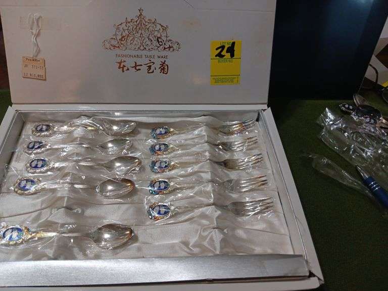 14 piece stainless steel silver plated appetizer set... image