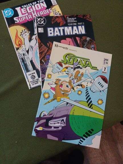 Set of 3 comic books.All good condition , they have been stored in sleeves. STRATA MAR 2 1986, BATMAN #406 and Legion of Super Heroes #314 image