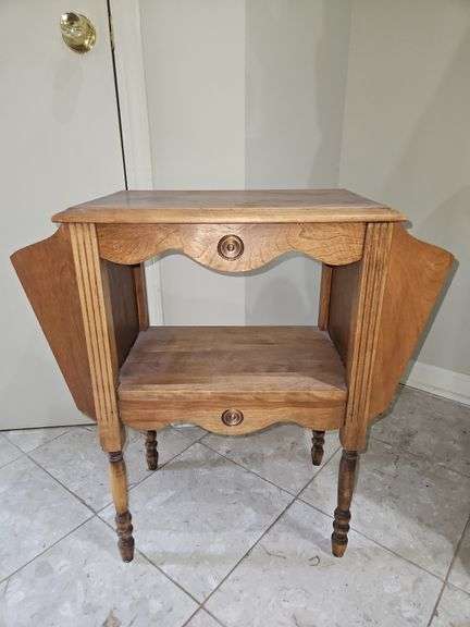 Vintage magazine rack/telephone table 24x12x25 TOP WILL NEED TO BE REINSTALLED... image