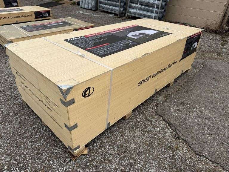 Unused 2024 AllMetal Double Garage Metal Shed, K2119