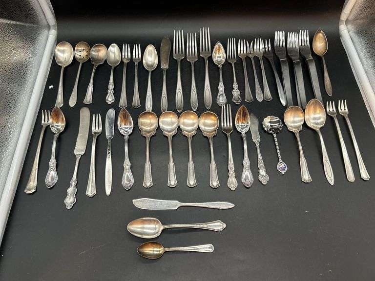 Nice selection of silverplate flatware….makers include Wallace, Community, Rogers Bros., Victors Co. and much more image