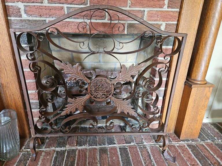 Vintage iron fireplace screen  31.5x32.5h... image