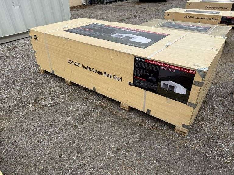 Unused 2024 AllMetal Double Garage Metal Shed, K2119 image