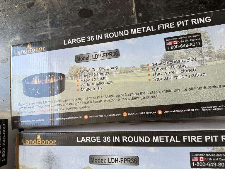 Unused 2024 Landhonor LARGE 36 IN ROUND METAL FIRE PIT RING, LDH-FPR36