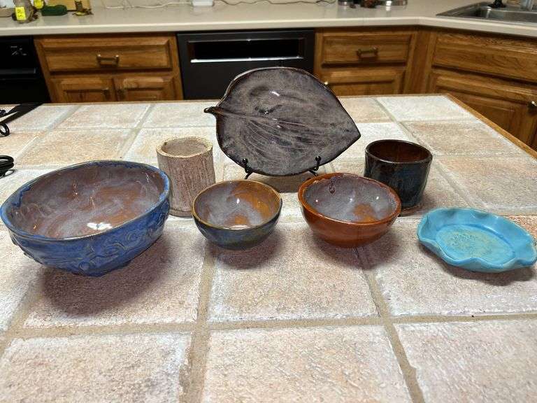 (7) pieces of Owl Eyes pottery…..designed by the seller, all are food grade safe and smaller in size image