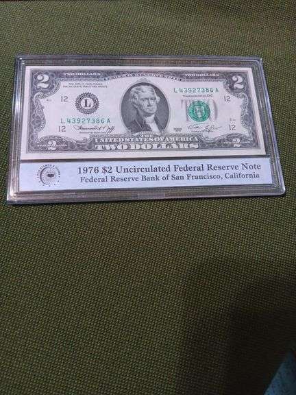 1976 $2 uncirculated federal reserve note image