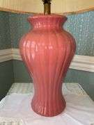 Ribbed urn-style lamp with pleated shade….29” tall
