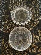 (2) exquisite crystal ashtrays…..both are 7-1/4”D