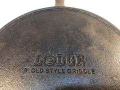 Lodge 9” old style griddle. USA  H 70G. Newly seasoned.