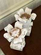 Pair of white washed resin candle holders/planters…..9-1/2” tall
