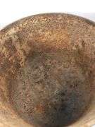 Antique gate marked 19th-century Louisiana cast iron sugar kettle. These large, spherical cast iron kettles were primarily used in the production of sugar on plantations in the American South, especially in Louisiana where sugarcane cultivation thrivedMarked 8 MG. 10” diameter. 8” H.