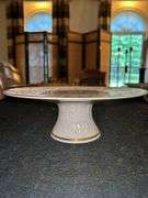 Lenox Ivory Beaumont Pedestal Cake Stand with Gold Trim…..12-1/2”D x 4-1/2” tall