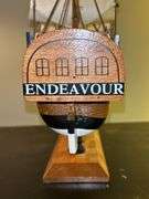Heritage Mint LTD Wood/Fabric H.M.S. ENDEAVOR Model Ship……19" long