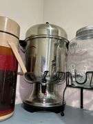 Grouping of various size and design drink dispensers, coffee makers, thermos-style dispenser and more