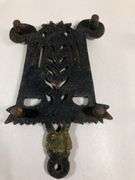 Vintage Wilton footed small trivet brooms and leaves design #278. 4.25 x 3”.