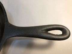 Beautiful BSR No. 5.  2  spout 8 1/8” cast iron skillet with heat ring. Newly seasoned. No spin, no wobble.