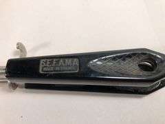 S.E. F.A.M.A. Aluminum French seashell sandwich/toast press. Made in France. Press 8 x 5” excluding handle.