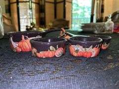 Set of (4) NEW Williams-Sonoma Harvest Pumpkin ceramic measuring cups