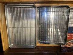 Grouping of NEW and like-new baking pans and set of Panier pans