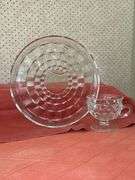 Set of (4) Whitehall Prism Cubist 9" snack plates with cups….see all pics