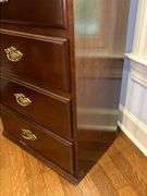 7-drawer mahogany finish lingerie chest…..20 x 12 x 48-1/4 tall