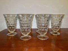 Set of (6) Fostoria American Cubist Sundae Glasses…..5-3/4” tall