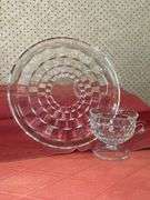Set of (4) Whitehall Prism Cubist 9" snack plates with cups….see all pics