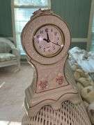 Vintage Porcelain Mantle Quartz Clock with Rose Flower Detail……10” tall (needs battery)