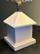 Pair of matching wood base lamps with metal weathervane decor…..16” tall