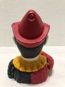 Vtg early 1900s Humpty Dumpty Circus Clown. Cast iron. Mechanical bank. 6” H x 5.5” W x 5” D.