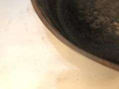 Vintage Lodge 8SK 10 1/4” diameter cast iron fryer skillet. 3 notch heat ring  3 1/8” D. No spin, no wobble.