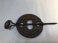 Vintage Cast iron stove pipe flue damper. 5 inch. Reversible. The Arcade Mfg. Co. Freeport, ILL.