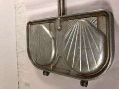 S.E. F.A.M.A. Aluminum French seashell sandwich/toast press. Made in France. Press 8 x 5” excluding handle.