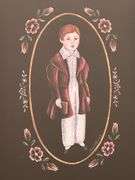 Vintage Primitive Print of Victorian Boy signed by Arlene B. Kaminsky…..15-1/2 x 17-1/2