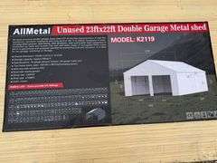 Unused 2024 AllMetal Double Garage Metal Shed, K2119